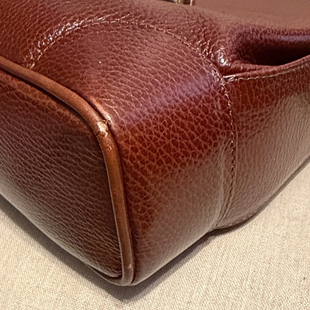 Lord & Taylor Vintage Rich Brown Leather Messenger Bag